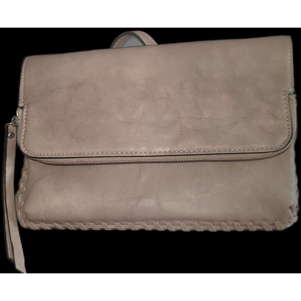 Urban Expression Crossbody Bag Maison Whipstitch Trim Taupe Beige Purse Chain